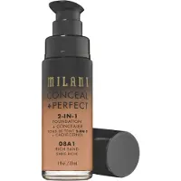 Milani Cosmetic Conceal + Perfect 2-In-1 Fondation + Concealer Nestemäinen meikkivoide 30 ml Nr. 08A1 - Rich Sand