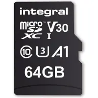 Integral Memory MSDX64G100V30 64 GB microSDHC/XC V30 UHS-I U3 -muistikortti