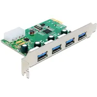 DeLOCK 4-porttinen 3.0 USB-A -lisäkortti, PCIe x1, hopea