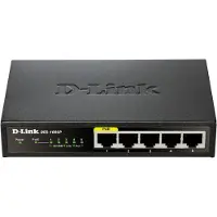 D-Link Kytkin 5x10/100Mbps RJ45, 1xPoE, pöytämalli, musta