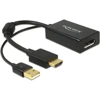 DeLOCK HDMI - DisplayPort-sovitin, 4K, HDMI uros, DP naaras, musta