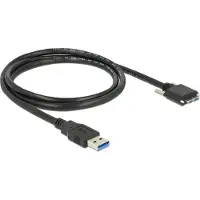 DeLOCK 3.2 Gen1 USB-A - Micro-B -kaapeli, ruuvattava, 1m, musta
