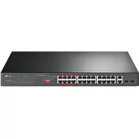TP-LINK TL-SL1226P - Kytkin - ikke administreret - 24 x 10/100 (PoE+) + 2 x 10/100/1000 + 2 x combo Gigabit SFP - työpöytä, monterbar på stativ - P...