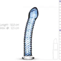 Huismerk Blue Swirl Textured Sensual Glass Dildo