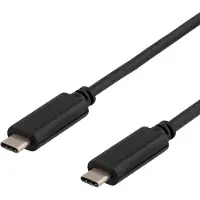 Deltaco – USB 3.1 kaapeli, Gen 1, Typ C uros - Typ C uros , 1m, musta (USBC-1054)