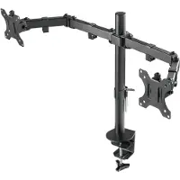 Deltaco 13-32" x2 Dual Monitor Desk Mount, -pöytäteline kahdelle näytölle, musta