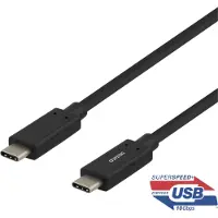 Deltaco 3.2 Gen2x2 USB-C -kaapeli, 10 10 Gbps, PD3.0 60W, 0,5m, musta