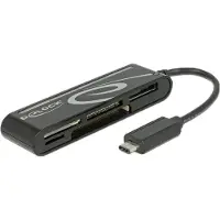 EECONN – USB 2.0 Card Reader, USB-C male, 5 Slots, up to 480 Mbps, black (91739)