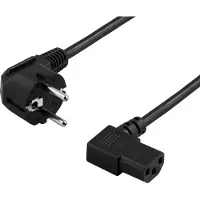 Deltaco power cable, angled CEE 7/7 to angled IEC 60320 C13, 10m, blac