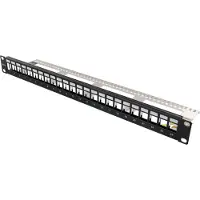 Deltaco 19" Keystone patchpanel, 24 portar, 1U, jordkabel, metall, sva