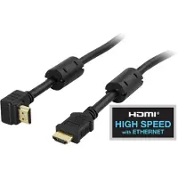 Deltaco HDMI High Speed with Ethernet kaapeli kulmaliittimellä