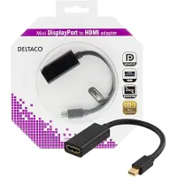 Deltaco Mini Displayport - HDMI sovitin, 4K, audio, 0,2, musta