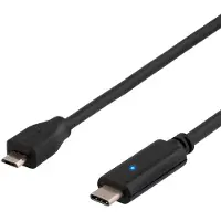 Deltaco USB-kaapeli 24 pin USB-C Uros 5 pin Micro-USB Type B Uros 1m