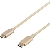 Deltaco kullanvärinen USB-C - Micro USB kaapeli