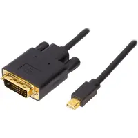 Deltaco – Mini DisplayPort - DVI-D Single Link monitorikaapeli, 2m, must (DP-DVI202)