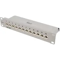 Deltaco – 10" kytkentäpaneeli, 12xRJ45, Cat6a, STP, 10Gbps, met., harmaa (10-PATCH14)