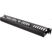 Deltaco – 19" Cable panel, 1U, finger channel, black (19-24)