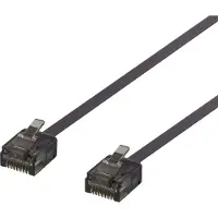 Deltaco – U/UTP Cat6a laitekaapeli, litteä, 1mm paksu, 5m, musta (UUTP-2067)