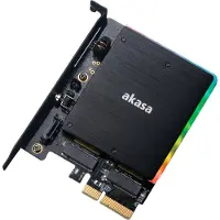 Akasa – M.2 PCIe/SATA SSD PCI-E adapter, RGB, M key/B+M key, black (AK-PCCM2P-03)
