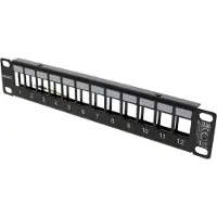 Deltaco – 10" 1U kytkentäpaneeli, 12 porttia (10-PATCH18)