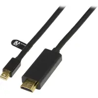 Deltaco DP-HDMI204 musta 2 m MiniDP - HDMI näyttökaapeli
