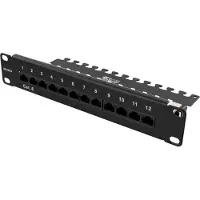Deltaco – 10" patch panel, 12xRJ45, Cat6, 1U, Krone LSA, unshielded, metal, black (10-PATCH16)