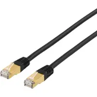 Deltaco – S/FTP Cat7 laitekaapeli, LSZH (halogeeniton), 1m, musta (STP-71S)
