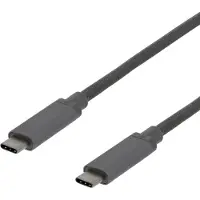 Deltaco 3.2 Gen2 USB-C -kaapeli, 10 Gbps, PD3.0 60W, 1m, harmaa