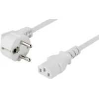 Deltaco – Maadoitettu virtakaapeli, taivutettu CEE 7/7 IEC 60320 C13, 10m, max 250V/10A, valkoinen (DEL-111AV)