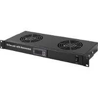 Toten 1U 19" tuulettimet, 2 kpl, termostaatti, 230V, musta