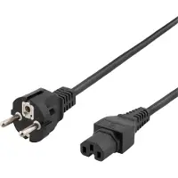 Deltaco – Laitekaapeli, IEC C15 - CEE7/7, 2m, musta (DEL-117B)