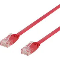 Deltaco – U/UTP Cat6 laitekaapeli, litteä, 7m, 250MHz, punainen (TP-67R-FL)