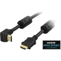 Deltaco – HDMI 1.4 kaapeli, 4K, Ethernet, 3D, paluuääni, kulma, 0,5m (HDMI-1005V)