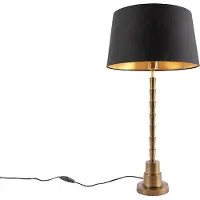 QAZQA Art Deco -pöytävalaisin pronssi mustalla puuvillavarjostimella 35 cm - Pisos
