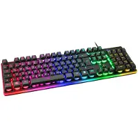 Deltaco GAM-021-RGB-DE, Langallinen, USB, Kalvokytkin, QWERTZ, RGB LED, Musta
