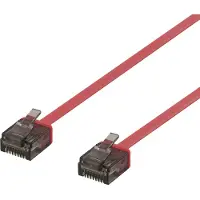 Deltaco – U/UTP Cat6a laitekaapeli, litteä, 1mm paksu, 2m, punainen (UUTP-2046)