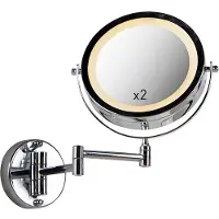 QAZQA Design-seinäpeili kromi sis. LED-himmennin lämpimään säädettävissä IP44 - Vicino