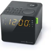 Muse M-187 CR - PLL FM viritinvastaanotin - Kaksoisherätys - Suuret Amber-numerot - Musta