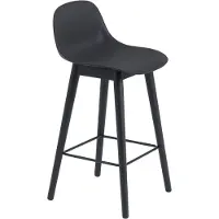 Muuto Fiber baarituoli matala Wood Base - 65 cm - Black/Anthracite