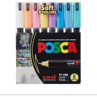 Posca Tussit - PC-1MR - 8 kpl. - mykistetty Värit - - OneSize - Tussit