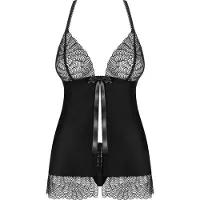 Obsessive Chiccanta Babydoll &amp; Thong Black - L/XL