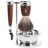 Muhle Rytmo Set Razor Fusion + Shaving Brush + Bowl Ash Steamed