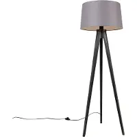 QAZQA Jalusta musta pellavavarjostimella tummanharmaa 45 cm - Tripod Classic