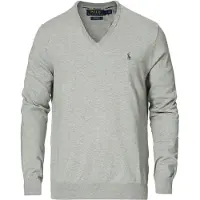 Ralph Lauren Slim Fit Cotton V-Neck Sweater - Grey - XS