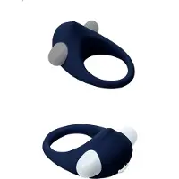 Dream Toys - Värisevä penisrengas, klitoriskiihottimella, kevyesti värisevä, silikoni, tummansininen