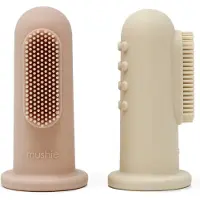 Mushie Finger Toothbrush Blush/Shifting Sand