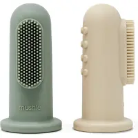 Mushie Finger Toothbrush Cambridge Blue/Shifting Sand