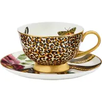 Spode - Creatures of Curiosity Teekuppi + Vati 20 cl White/Leopard