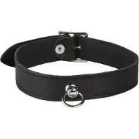 Rimba Nahkainen Kaulapanta O-renkaalla - Black - M/L