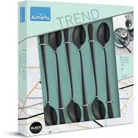 Amefa Austin 1410 six sorbet spoons/Latte Macchiato spoons, Matt black